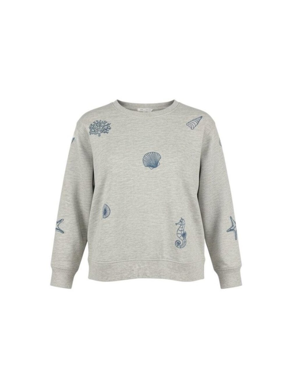 Jane + Delancey Gray Sweatshirt Blue Seashell & Seahorse Pattern 1XL